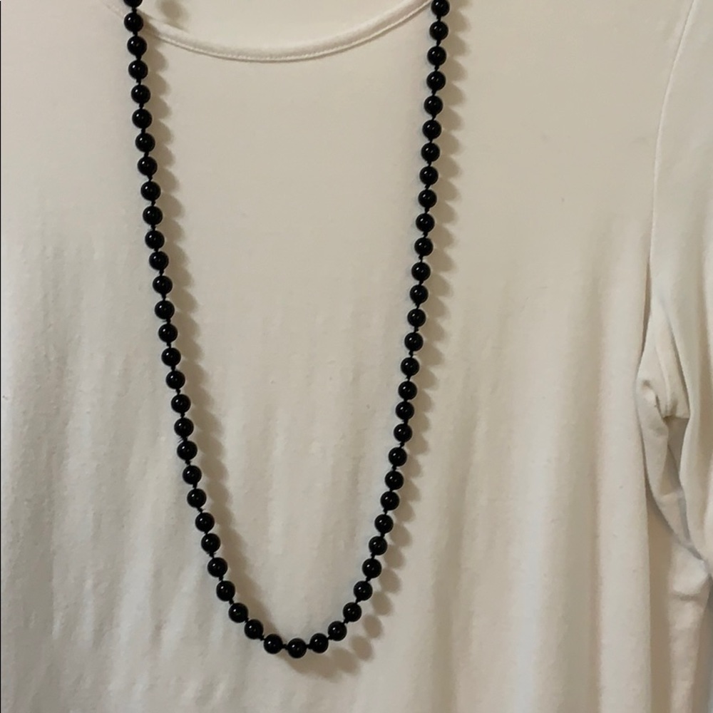 Real onyx long beaded necklace